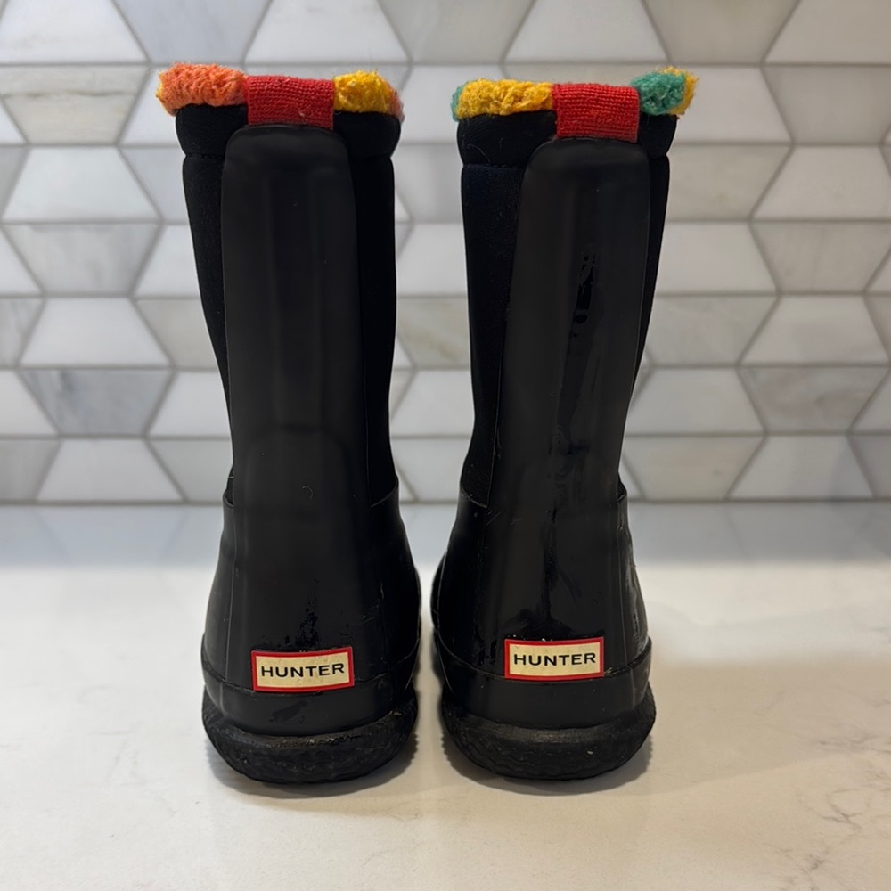 Hunter Kids Black Boots with Colorful Accents